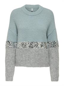ONLMAINE LIFE LS SEQUIN BLOCK O-NECK KNT arona