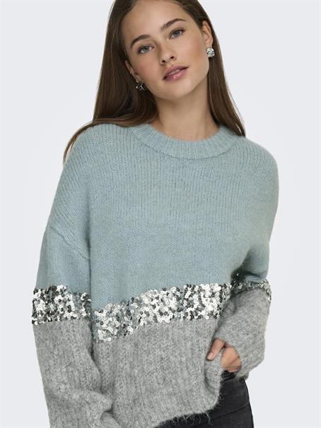 ONLMAINE LIFE LS SEQUIN BLOCK O-NECK KNT arona