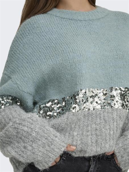 ONLMAINE LIFE LS SEQUIN BLOCK O-NECK KNT arona