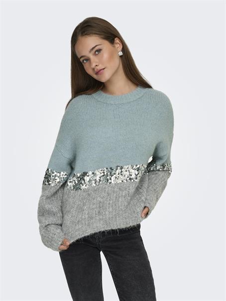 ONLMAINE LIFE LS SEQUIN BLOCK O-NECK KNT arona