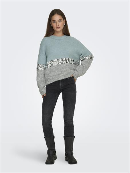 ONLMAINE LIFE LS SEQUIN BLOCK O-NECK KNT arona