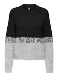 ONLMAINE LIFE LS SEQUIN BLOCK O-NECK KNT black
