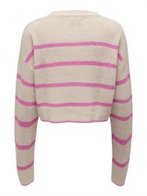 ONLMALAVI L/S CROPPED PULLOVER KNT NOOS pumice stone-begonia pink