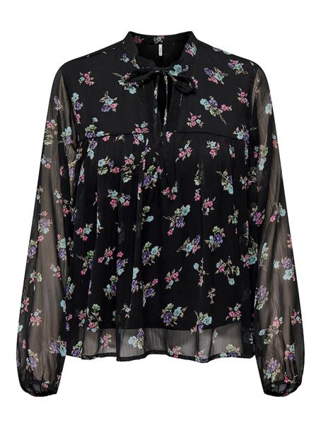 ONLMALINA LIFE L/S LACE TOP PTM black-floral garden