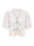 ONLMIFFY S/S EMB TIE TOP OS WVN cloud dancer