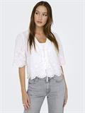 ONLMIFFY S/S EMB TIE TOP OS WVN cloud dancer