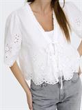 ONLMIFFY S/S EMB TIE TOP OS WVN cloud dancer