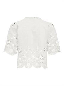 ONLMIFFY S/S EMB TIE TOP OS WVN cloud dancer