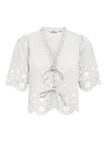 ONLMIFFY S/S EMB TIE TOP OS WVN cloud dancer