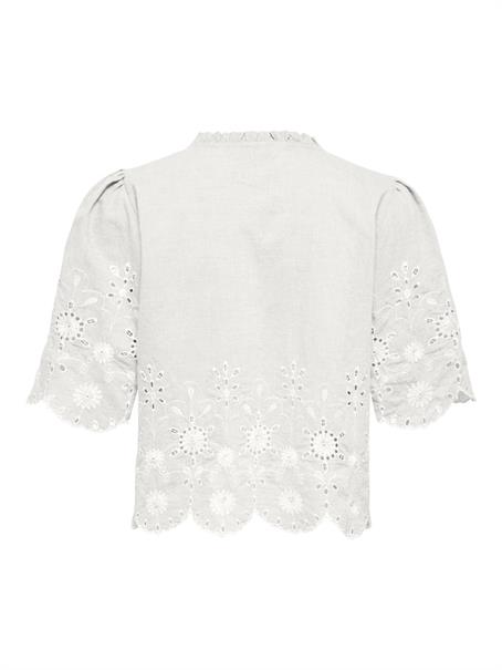 ONLMIFFY S/S EMB TIE TOP OS WVN cloud dancer