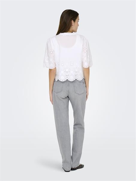 ONLMIFFY S/S EMB TIE TOP OS WVN cloud dancer