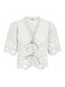 ONLMIFFY S/S EMB TIE TOP OS WVN cloud dancer