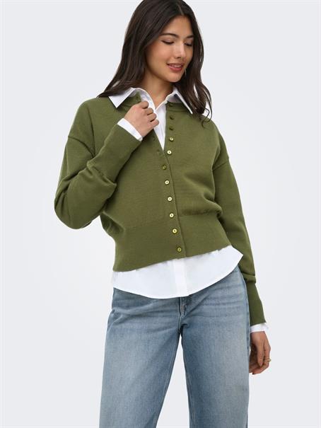 ONLMIO LS O-NECK BUTTON CARDIGA KNT NOOS winter moss
