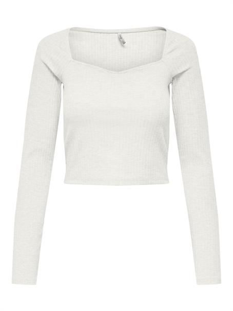 ONLNELLA L/S HEART CROPPED TOP JRS cloud dancer