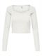 ONLNELLA L/S HEART CROPPED TOP JRS cloud dancer