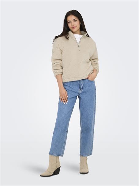 ONLNEW DALLAS L/S HIGHNECK ZIP SWT NOOS pumice stone