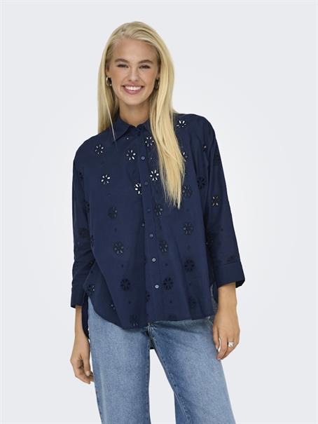 ONLNEW LINA GRACE LS BROD ANGL SHIRT WVN black iris