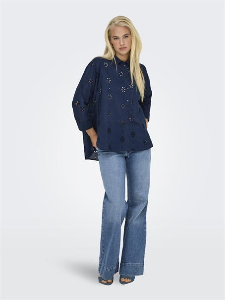ONLNEW LINA GRACE LS BROD ANGL SHIRT WVN black iris