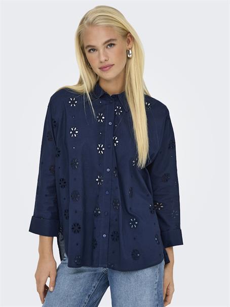 ONLNEW LINA GRACE LS BROD ANGL SHIRT WVN black iris