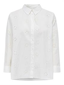 ONLNEW LINA GRACE LS BROD ANGL SHIRT WVN cloud dancer