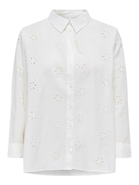 ONLNEW LINA GRACE LS BROD ANGL SHIRT WVN cloud dancer