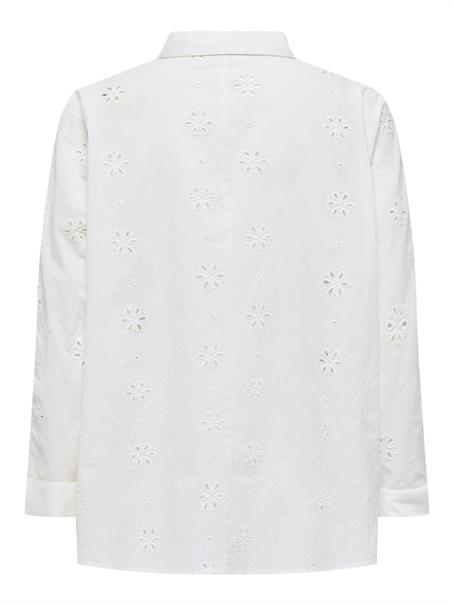 ONLNEW LINA GRACE LS BROD ANGL SHIRT WVN cloud dancer