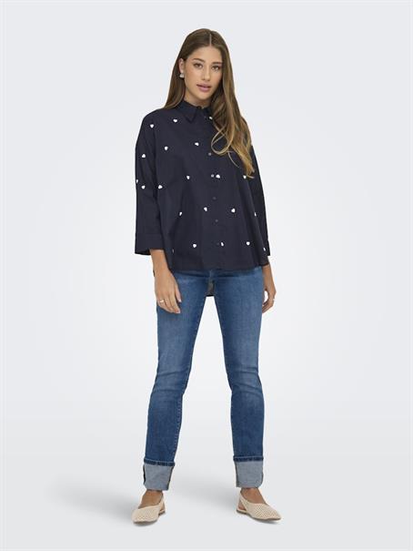 ONLNEW LINA GRACE LS EMB SHIRT NOOS WVN night sky