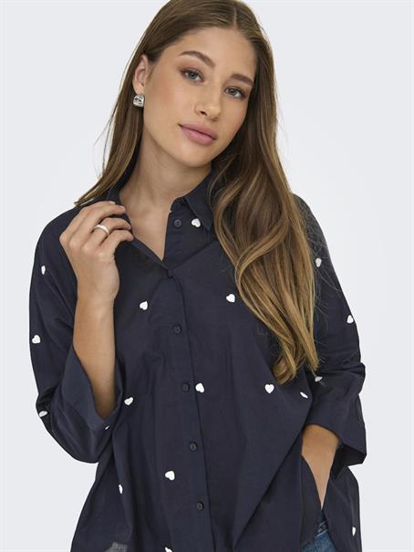 ONLNEW LINA GRACE LS EMB SHIRT NOOS WVN night sky