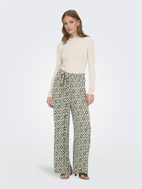 ONLPAKJA AOP BELT PANTS WVN NOOS balsam green