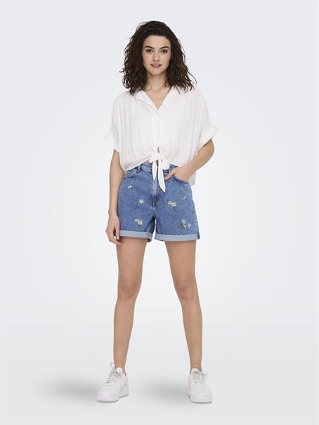 ONLPAULA LIFE S/S TIE SHIRT WVN NOOS weiß2