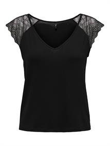 ONLPETRA S/S LACE MIX TOP JRS black