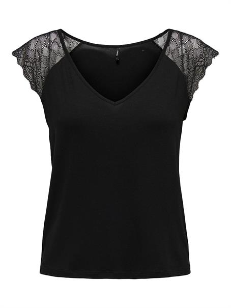 ONLPETRA S/S LACE MIX TOP JRS black