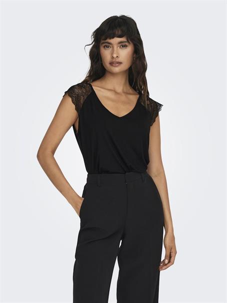 ONLPETRA S/S LACE MIX TOP JRS black