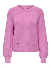 ONLPRINCESS LS O-NECK DETAIL KNT fuchsia pink