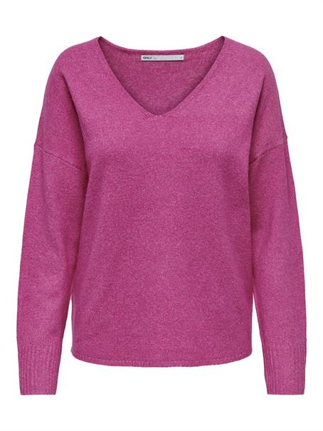 ONLRICA L/S V-NECK PULLO KNT NOOS raspberry rose
