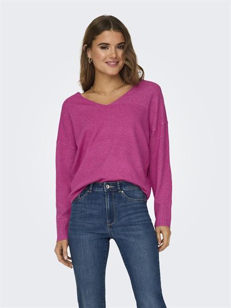 ONLRICA L/S V-NECK PULLO KNT NOOS raspberry rose