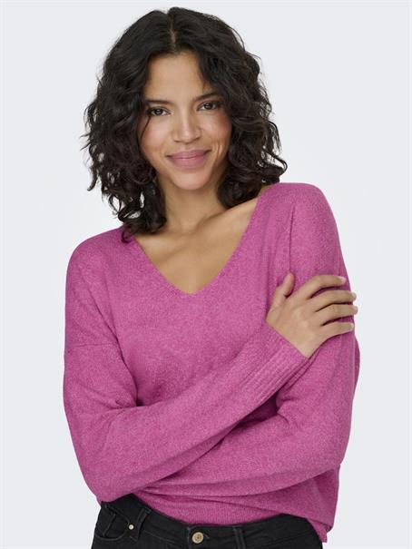 ONLRICA L/S V-NECK PULLO KNT NOOS raspberry rose
