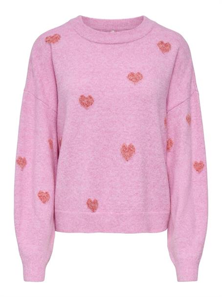 ONLRICA LS DETAIL O-NECK CC KNT begonia pink