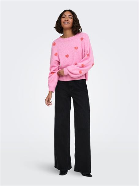 ONLRICA LS DETAIL O-NECK CC KNT begonia pink