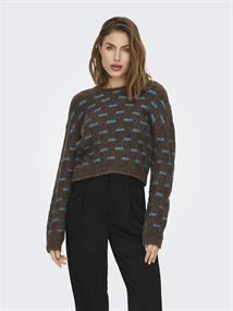 ONLRUBY L/S STRUCTURE PULLOVER BF KNT hot fudge