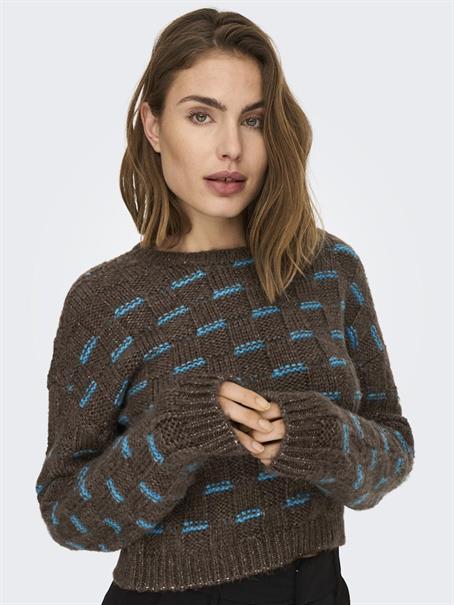 ONLRUBY L/S STRUCTURE PULLOVER BF KNT hot fudge