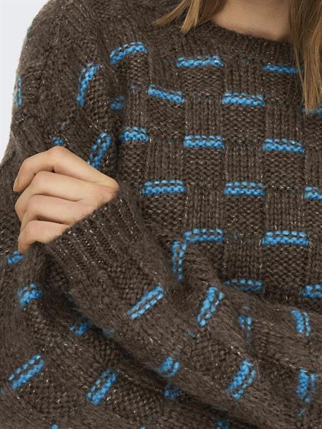 ONLRUBY L/S STRUCTURE PULLOVER BF KNT hot fudge