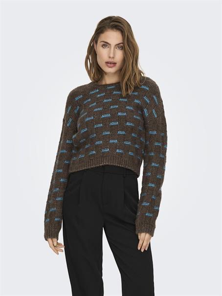 ONLRUBY L/S STRUCTURE PULLOVER BF KNT hot fudge
