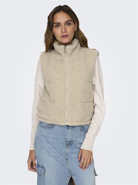 ONLSANDRA LIFETEDDY WAISTCOAT ZIP CS OTW pumice stone