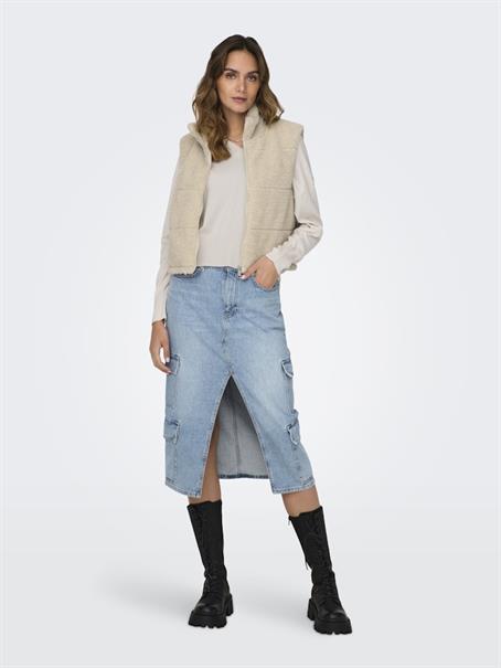 ONLSANDRA LIFETEDDY WAISTCOAT ZIP CS OTW pumice stone