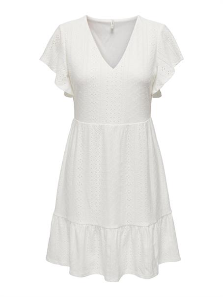 ONLSANDRA S/S V-NECK DRESS JRS cloud dancer