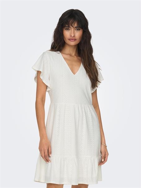 ONLSANDRA S/S V-NECK DRESS JRS cloud dancer