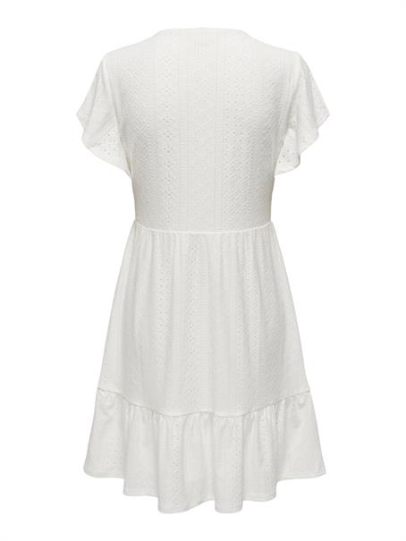 ONLSANDRA S/S V-NECK DRESS JRS cloud dancer