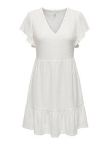 ONLSANDRA S/S V-NECK DRESS JRS NOOS cloud dancer
