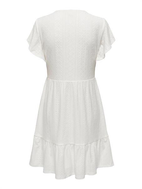 ONLSANDRA S/S V-NECK DRESS JRS NOOS cloud dancer